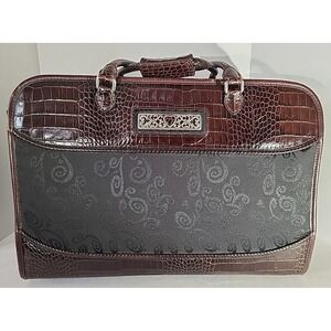 Brighton Black Chocolate Croc Leather‎ Luggage Weekender Carry‑On No Strap